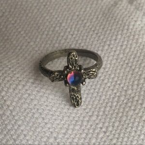 Planished Silver Cross Ring